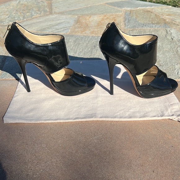 JIMMY CHOO MARY JANE PLATFORM SANDAL HEELS BLACK 8 - Picture 2 of 16